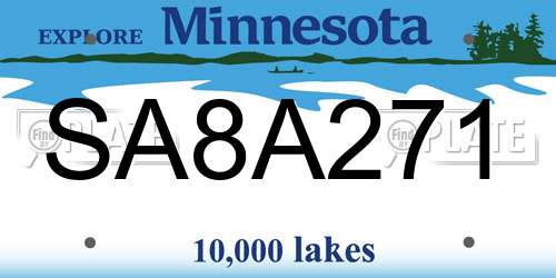 SA8A271 Minnesota License Plate