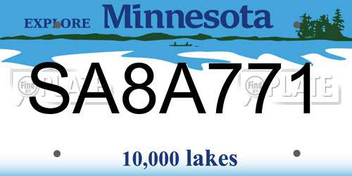 SA8A771 Minnesota License Plate