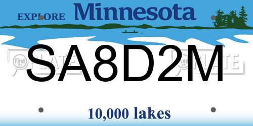 SA8D2M Minnesota License Plate