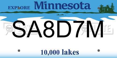 SA8D7M Minnesota License Plate
