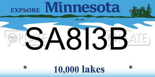 SA8I3B Minnesota License Plate