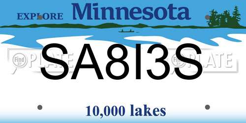 SA8I3S Minnesota License Plate