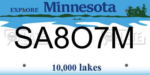 SA8O7M Minnesota License Plate