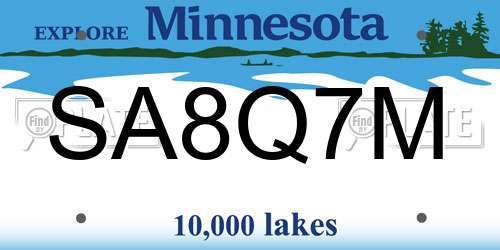 SA8Q7M Minnesota License Plate