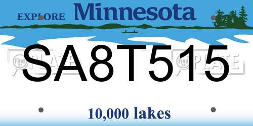SA8T515 Minnesota License Plate