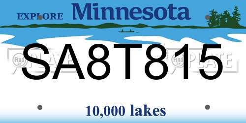 SA8T815 Minnesota License Plate