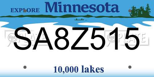 SA8Z515 Minnesota License Plate