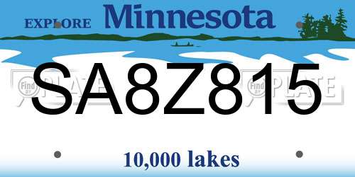 SA8Z815 Minnesota License Plate