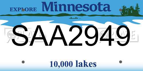 SAA2949 Minnesota License Plate