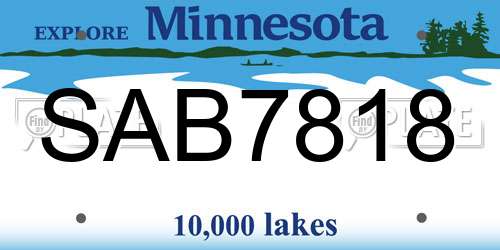 SAB7818 Minnesota License Plate