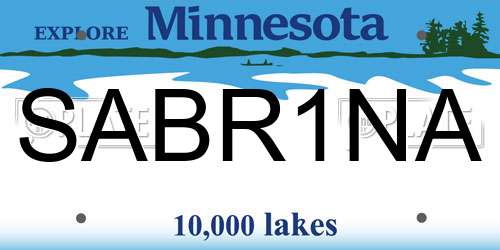 SABR1NA Minnesota License Plate