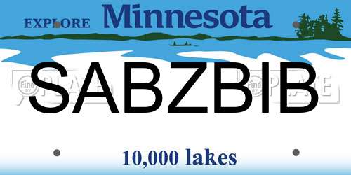 SABZBIB Minnesota License Plate