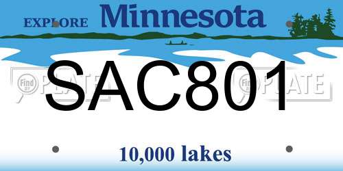 SAC801 Minnesota License Plate