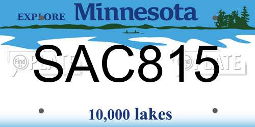 SAC815 Minnesota License Plate