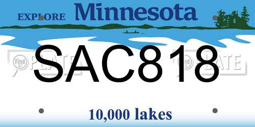 SAC818 Minnesota License Plate
