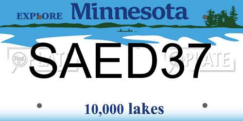 SAED37 Minnesota License Plate