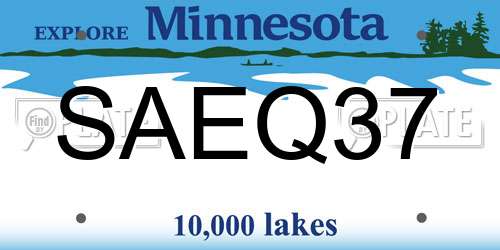 SAEQ37 Minnesota License Plate