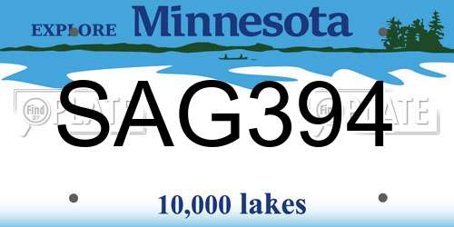 SAG394 Minnesota License Plate