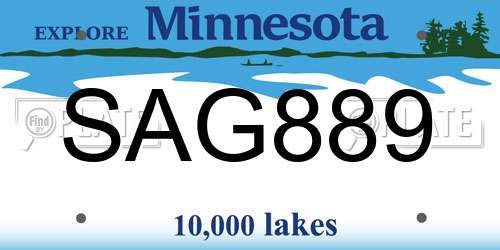 SAG889 Minnesota License Plate