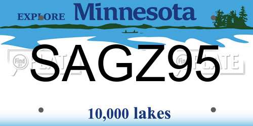 SAGZ95 Minnesota License Plate