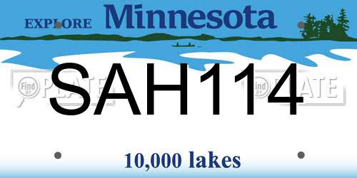 SAH114 Minnesota License Plate