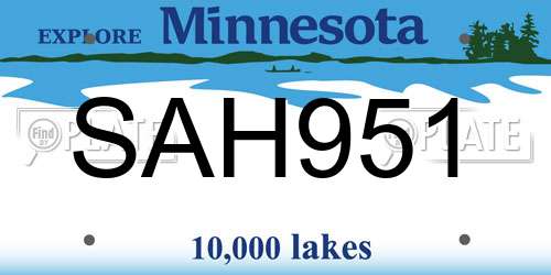 SAH951 Minnesota License Plate