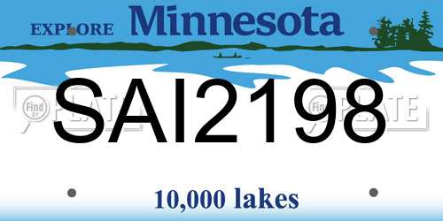 SAI2198 Minnesota License Plate