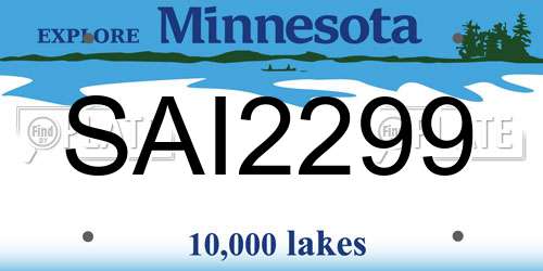 SAI2299 Minnesota License Plate