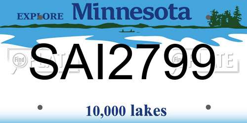 SAI2799 Minnesota License Plate