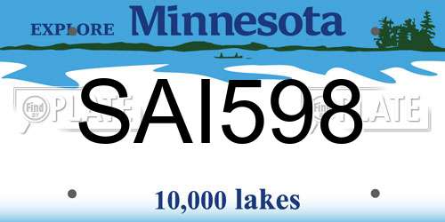 SAI598 Minnesota License Plate