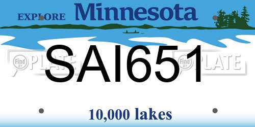 SAI651 Minnesota License Plate