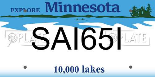 SAI65I Minnesota License Plate