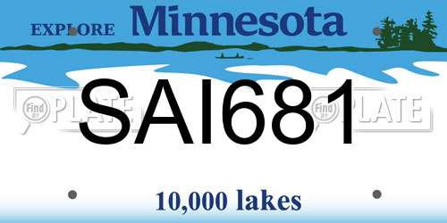 SAI681 Minnesota License Plate