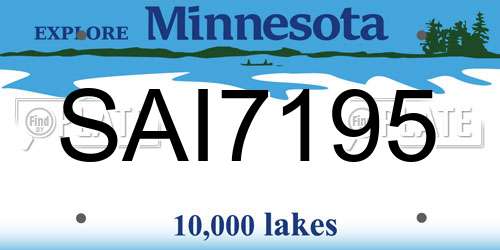 SAI7195 Minnesota License Plate
