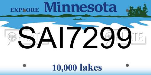 SAI7299 Minnesota License Plate