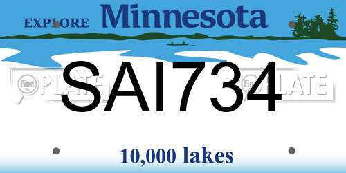 SAI734 Minnesota License Plate