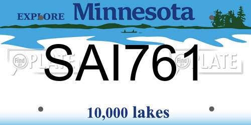 SAI761 Minnesota License Plate