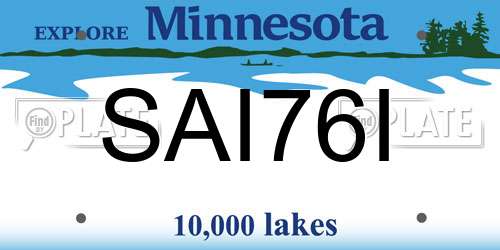 SAI76I Minnesota License Plate