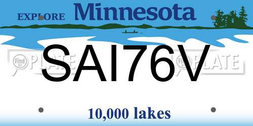 SAI76V Minnesota License Plate