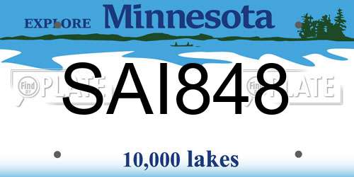 SAI848 Minnesota License Plate