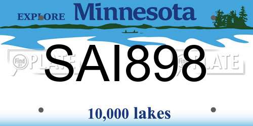 SAI898 Minnesota License Plate