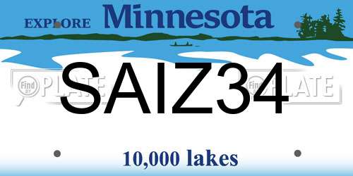 SAIZ34 Minnesota License Plate