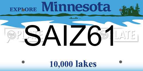 SAIZ61 Minnesota License Plate