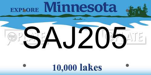 SAJ205 Minnesota License Plate