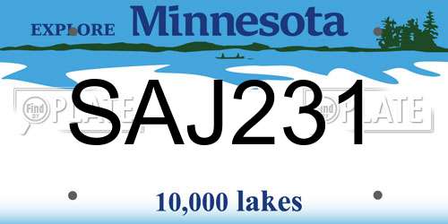 SAJ231 Minnesota License Plate