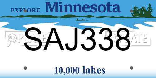 SAJ338 Minnesota License Plate