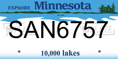 SAN6757 Minnesota License Plate