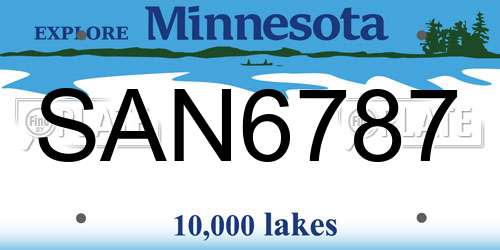 SAN6787 Minnesota License Plate