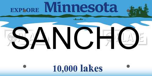 SANCHO Minnesota License Plate