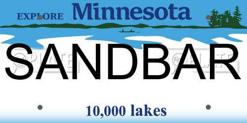 SANDBAR Minnesota License Plate